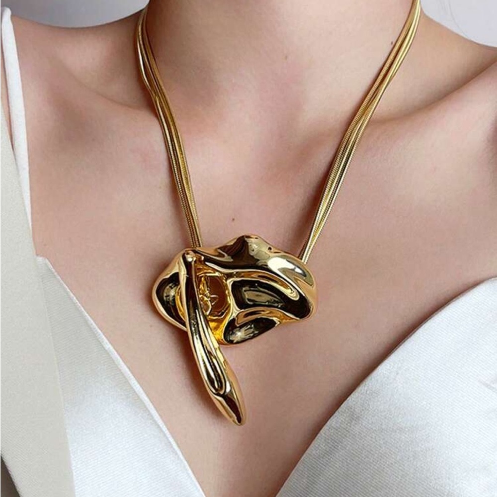 18K GOLD PLATED GEOMETRIC LAYERED NECKLACE
